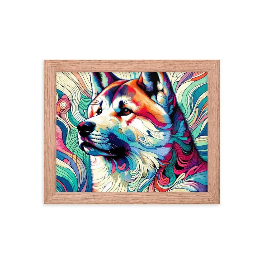 Abstract Akita Majestic Art Geometric Shapes Vibrant Colors Framed Poster - Oh Posters