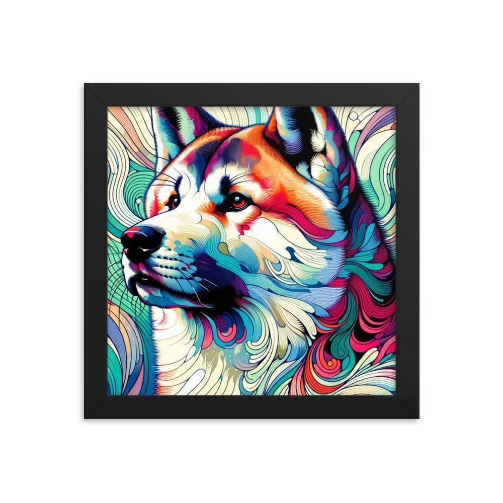 Abstract Akita Majestic Art Geometric Shapes Vibrant Colors Framed Poster - Oh Posters