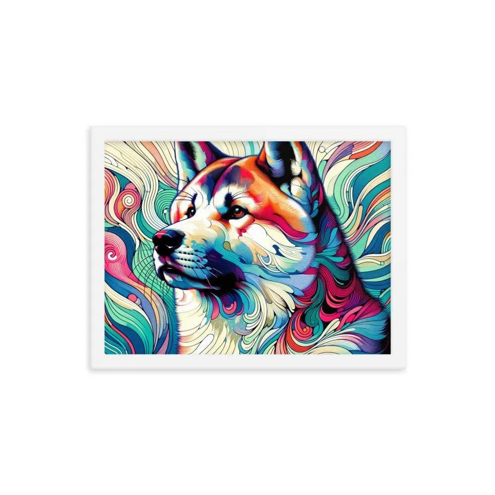 Abstract Akita Majestic Art Geometric Shapes Vibrant Colors Framed Poster - Oh Posters