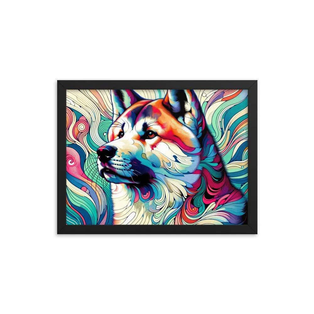 Abstract Akita Majestic Art Geometric Shapes Vibrant Colors Framed Poster - Oh Posters