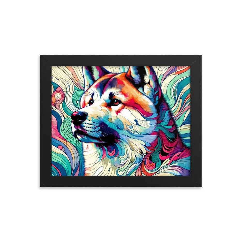 Abstract Akita Majestic Art Geometric Shapes Vibrant Colors Framed Poster - Oh Posters