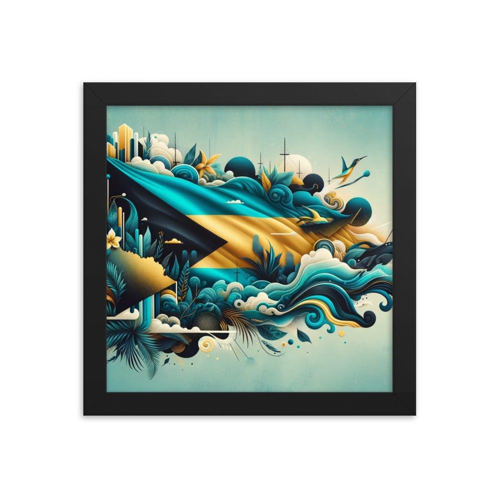 Abstract Bahamas Flag Waves Digital Art Framed Poster - Oh Posters