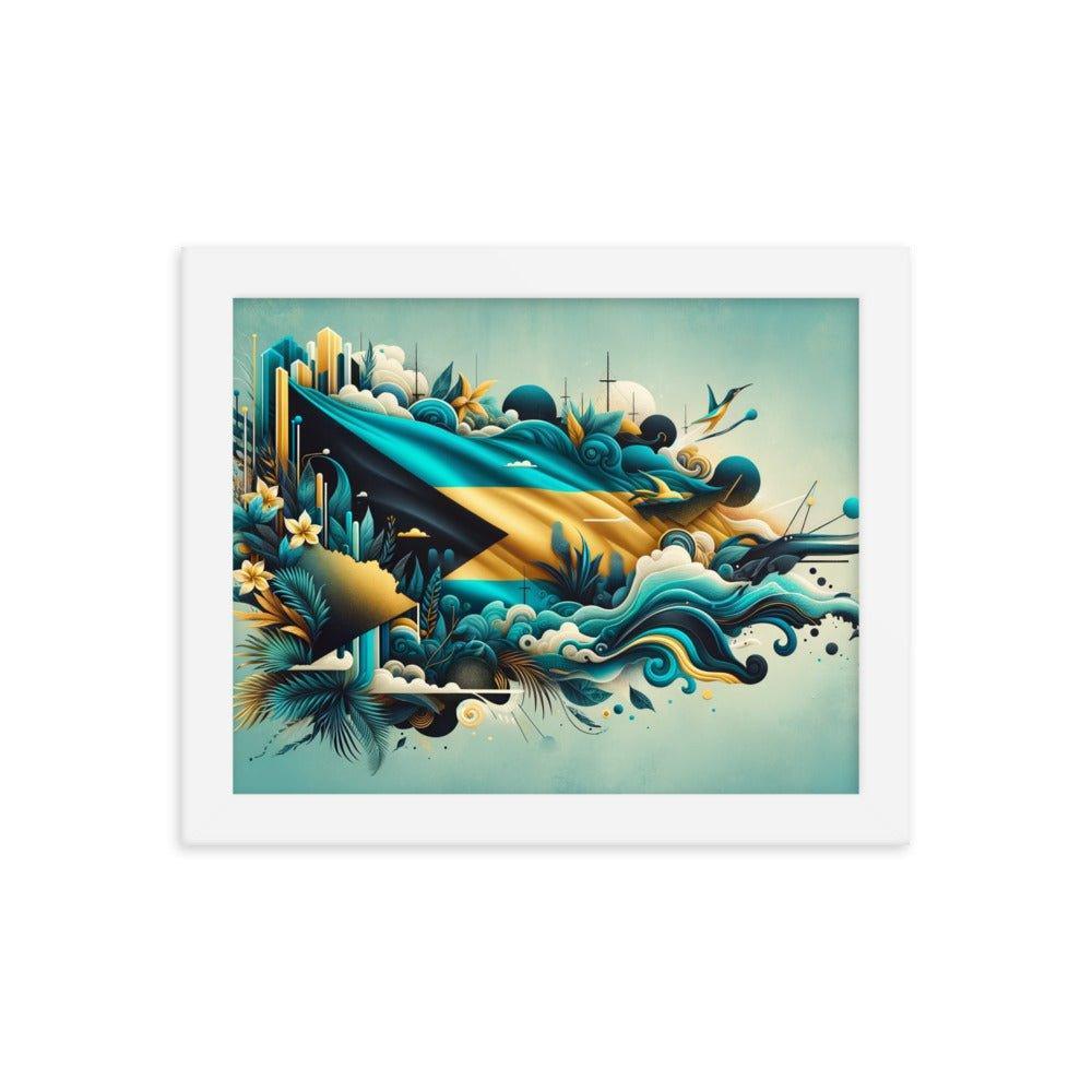 Abstract Bahamas Flag Waves Digital Art Framed Poster - Oh Posters