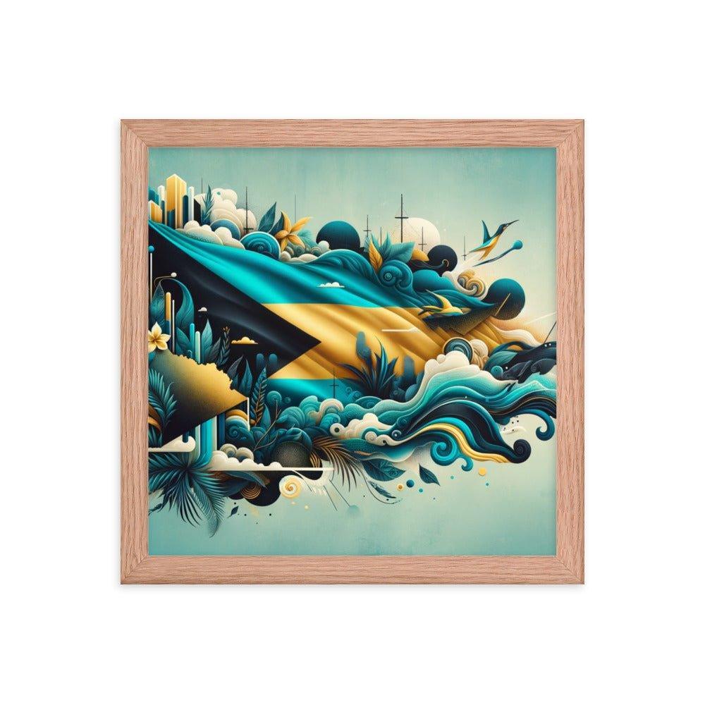 Abstract Bahamas Flag Waves Digital Art Framed Poster - Oh Posters