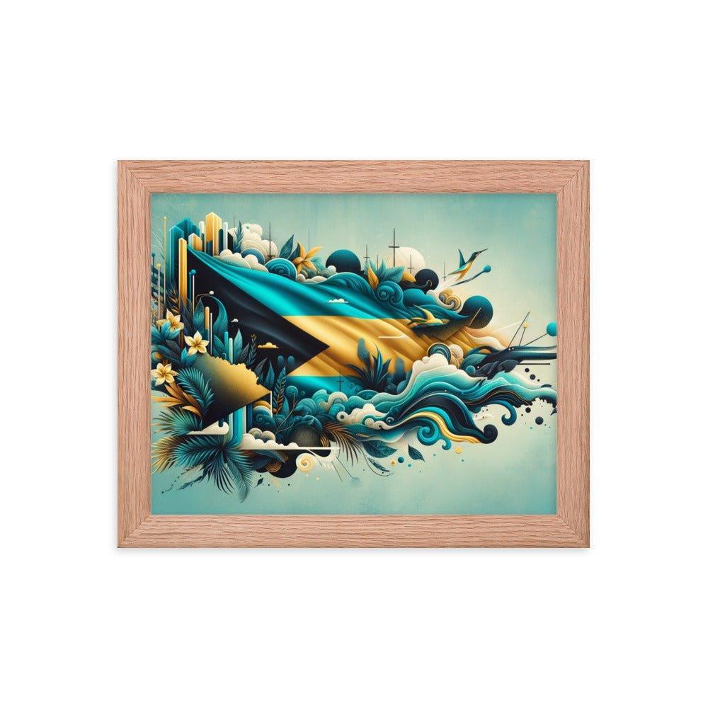 Abstract Bahamas Flag Waves Digital Art Framed Poster - Oh Posters