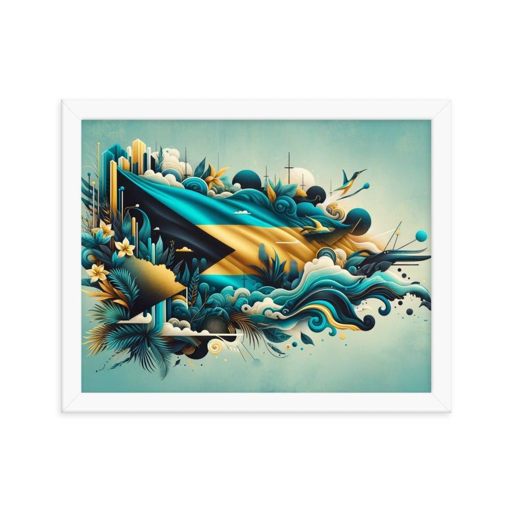 Abstract Bahamas Flag Waves Digital Art Framed Poster - Oh Posters