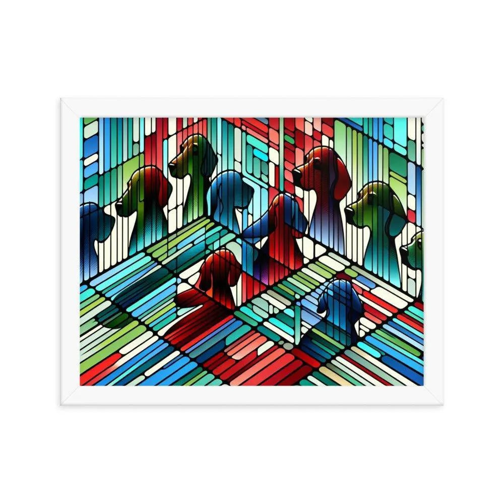 Abstract Beagle Shadows in Colorful Glass Vector Art Framed Poster - Oh Posters