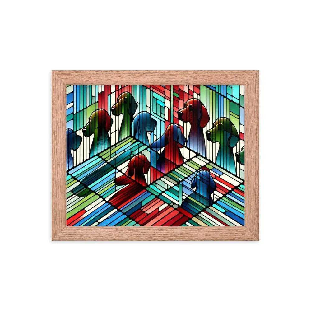 Abstract Beagle Shadows in Colorful Glass Vector Art Framed Poster - Oh Posters