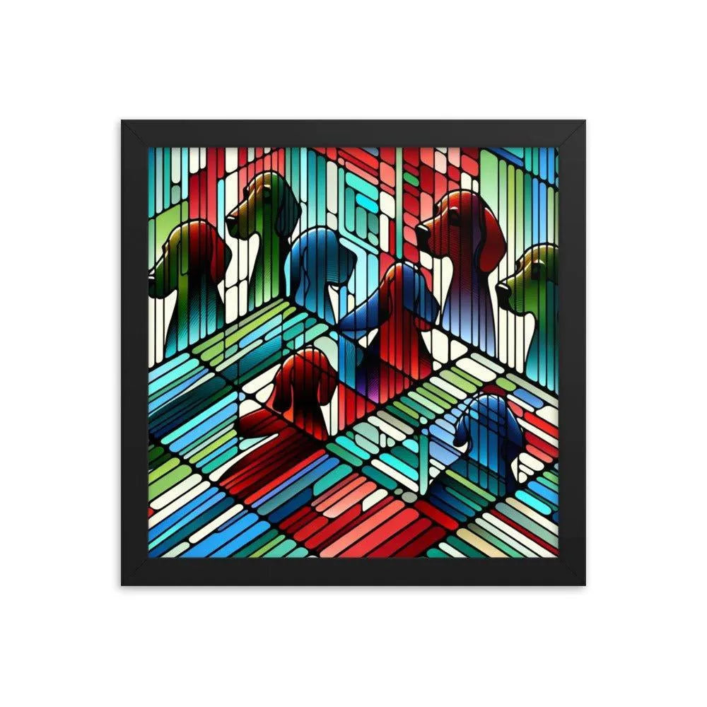 Abstract Beagle Shadows in Colorful Glass Vector Art Framed Poster - Oh Posters