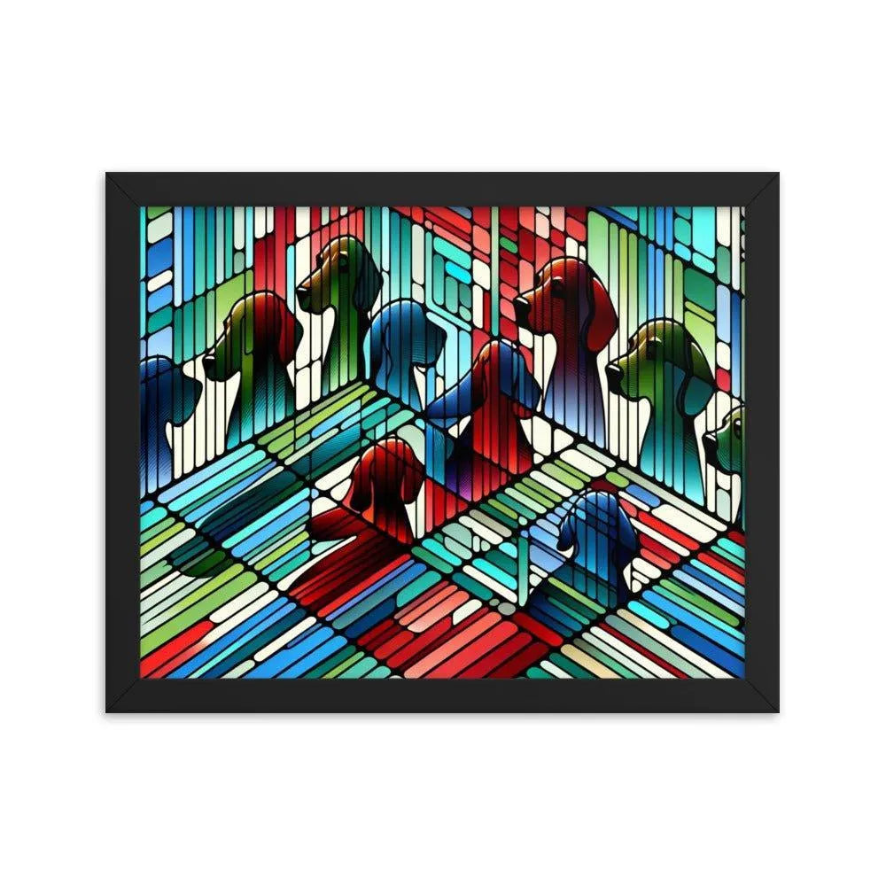 Abstract Beagle Shadows in Colorful Glass Vector Art Framed Poster - Oh Posters