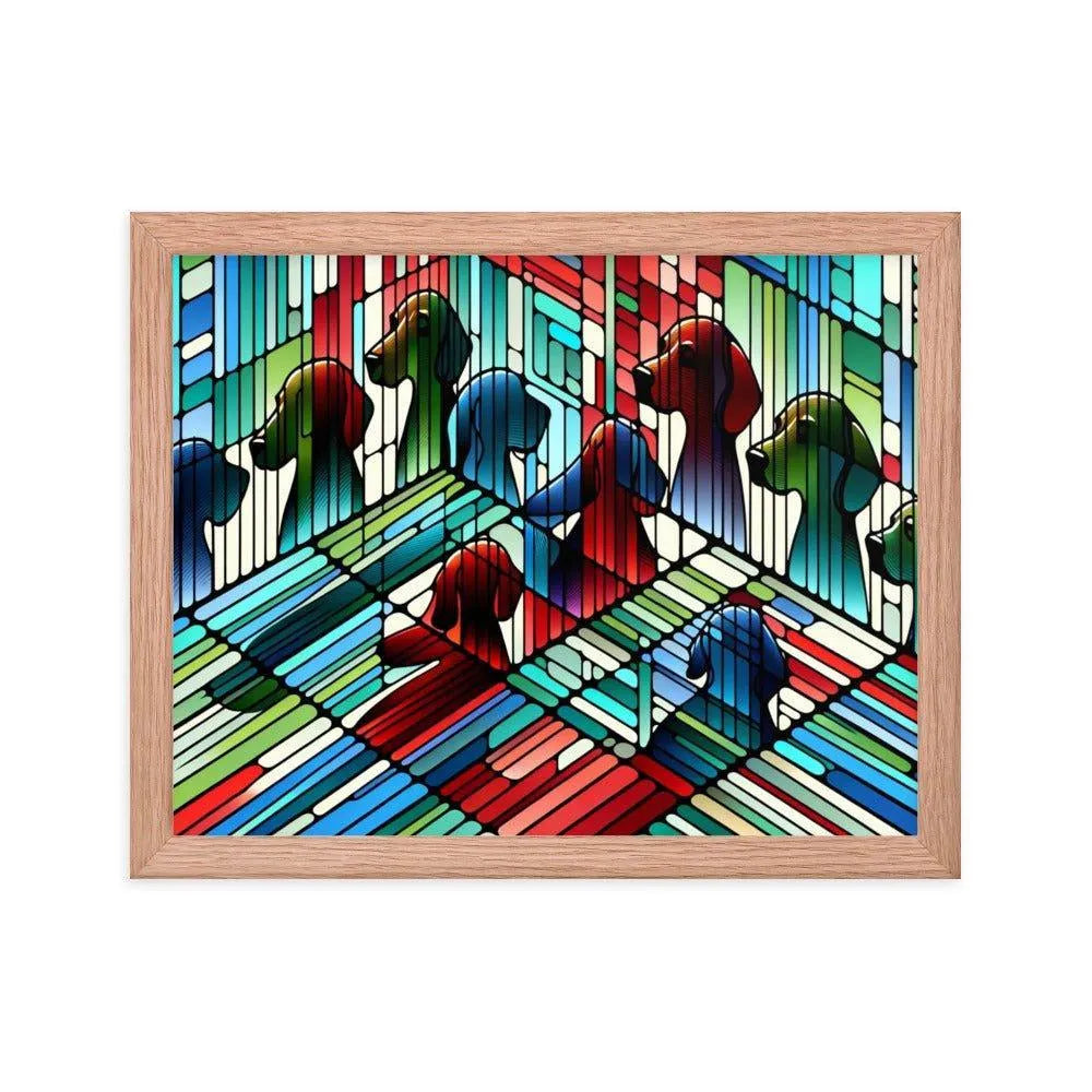 Abstract Beagle Shadows in Colorful Glass Vector Art Framed Poster - Oh Posters