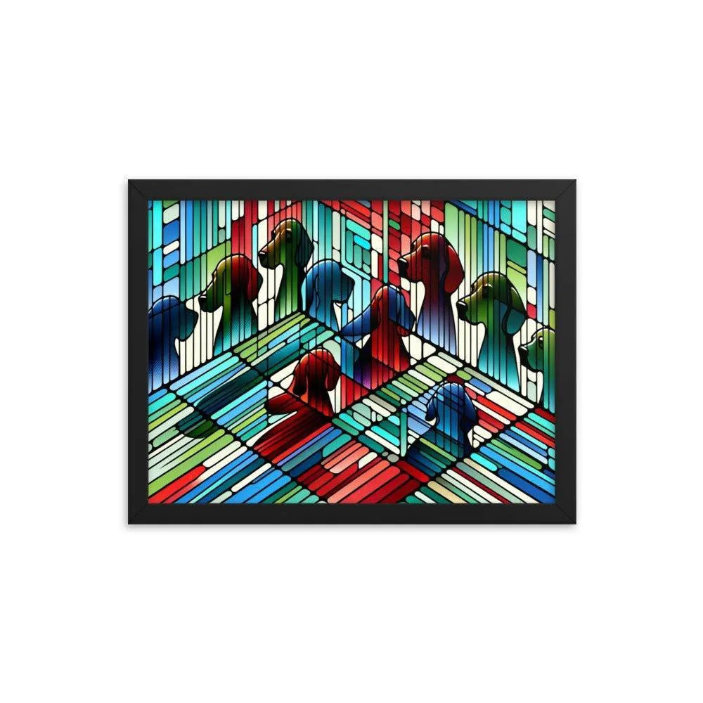 Abstract Beagle Shadows in Colorful Glass Vector Art Framed Poster - Oh Posters