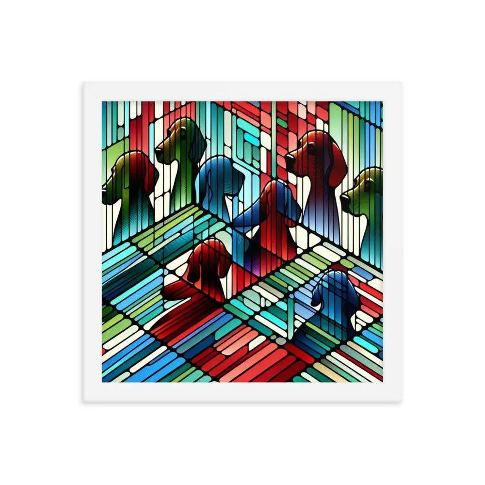 Abstract Beagle Shadows in Colorful Glass Vector Art Framed Poster - Oh Posters