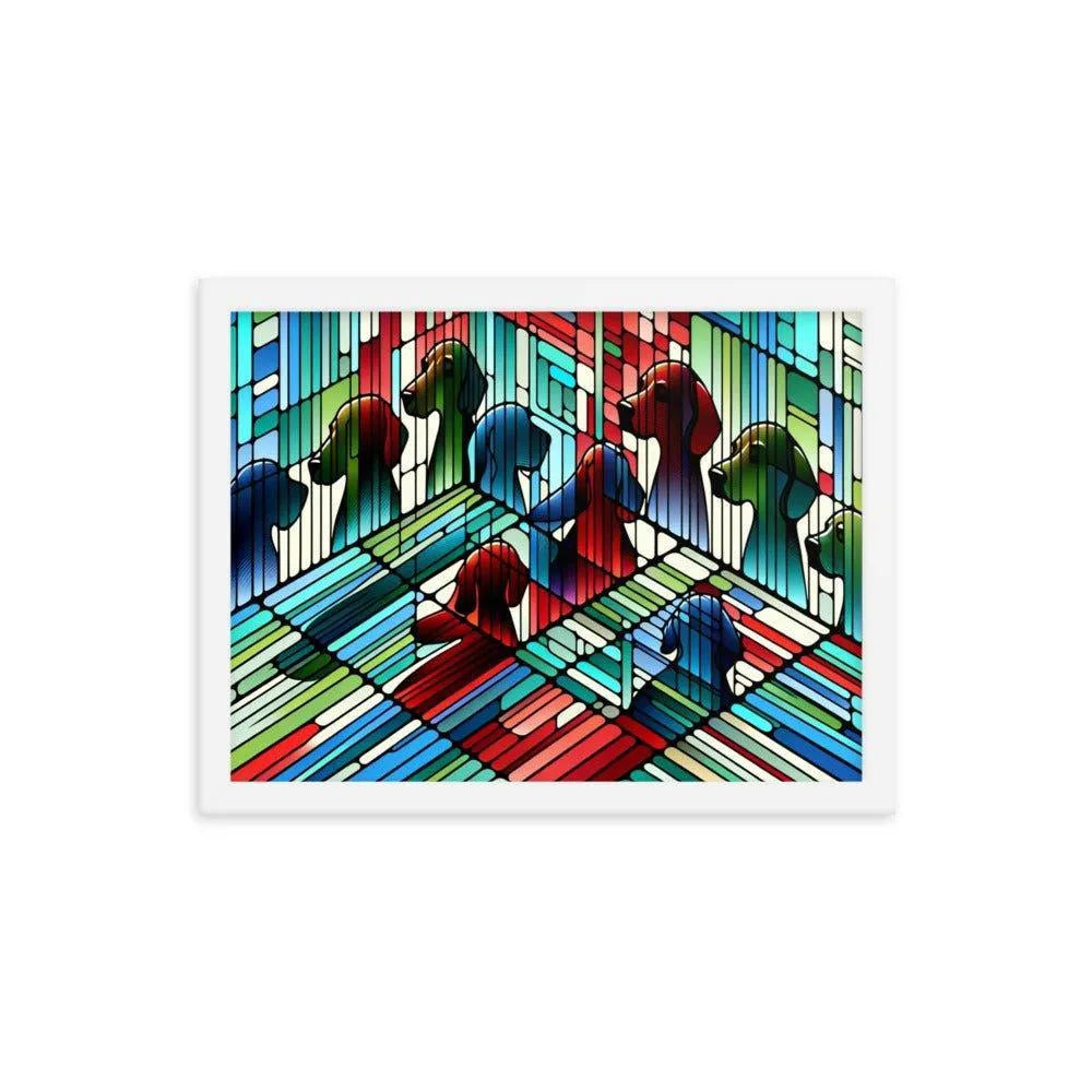 Abstract Beagle Shadows in Colorful Glass Vector Art Framed Poster - Oh Posters