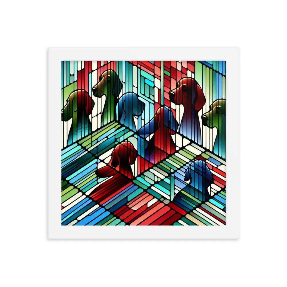 Abstract Beagle Shadows in Colorful Glass Vector Art Framed Poster - Oh Posters