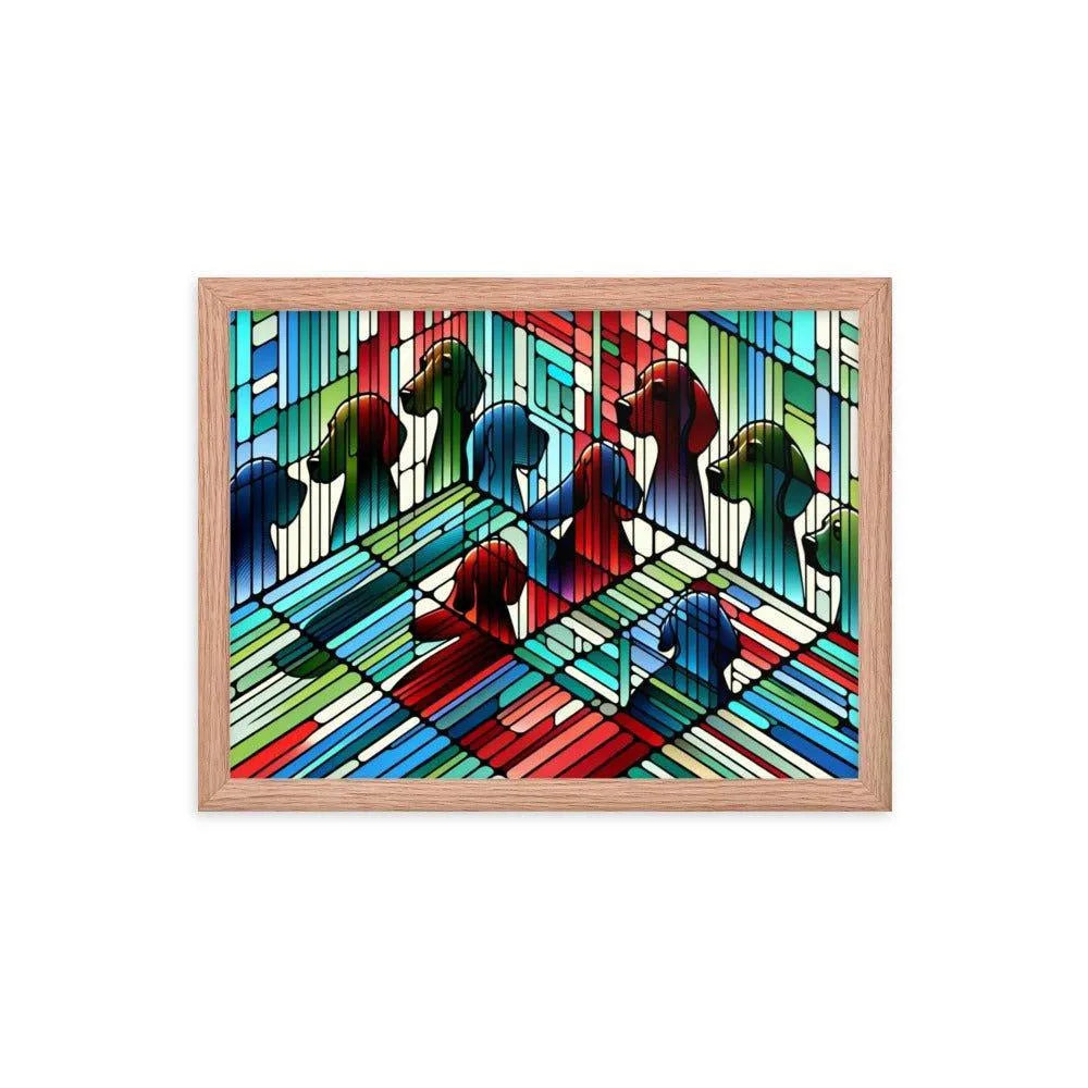 Abstract Beagle Shadows in Colorful Glass Vector Art Framed Poster - Oh Posters