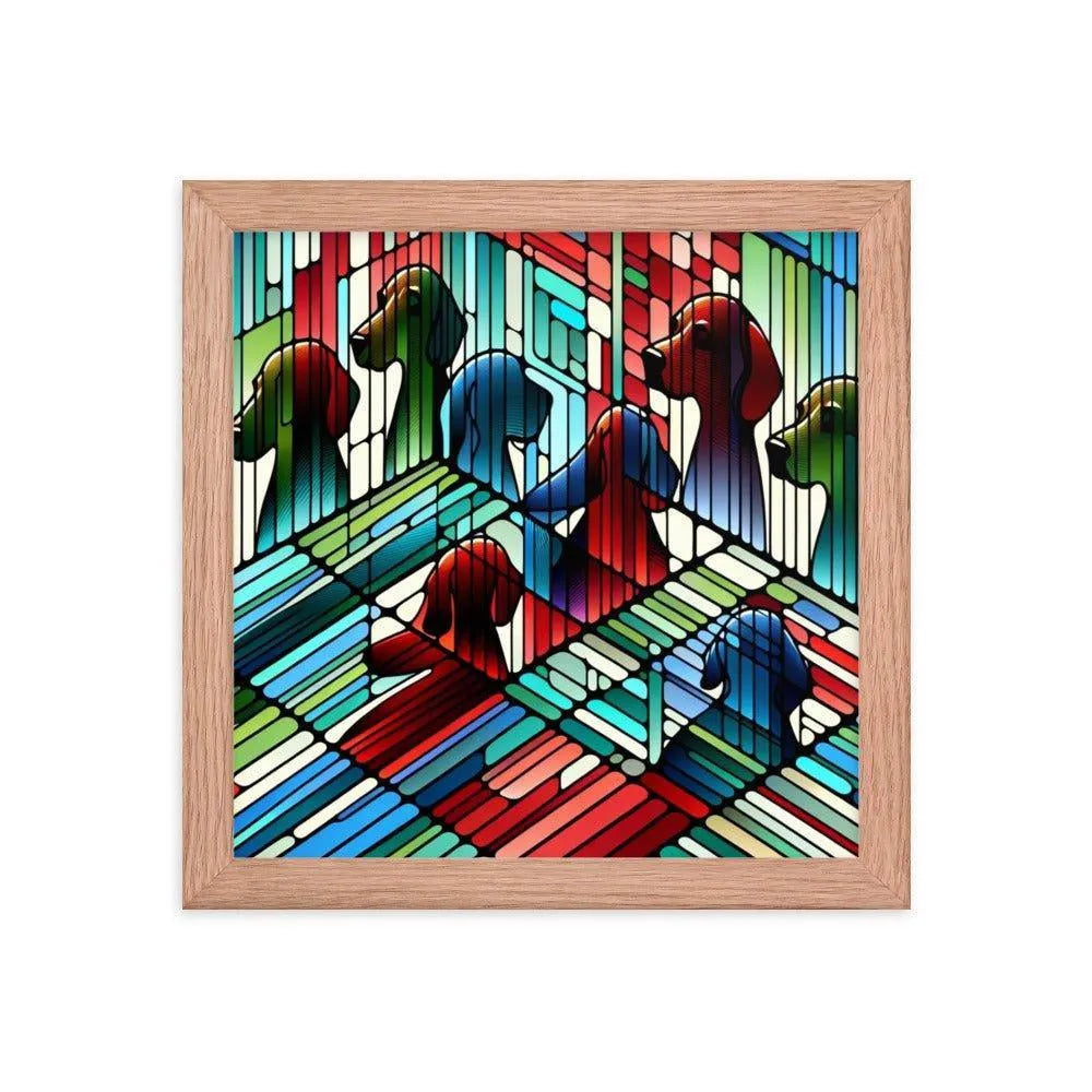 Abstract Beagle Shadows in Colorful Glass Vector Art Framed Poster - Oh Posters