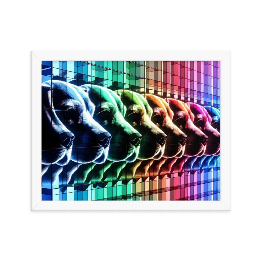 Abstract Beagle Shadows in RGB Glass Digital Artwork Framed Poster - Oh Posters