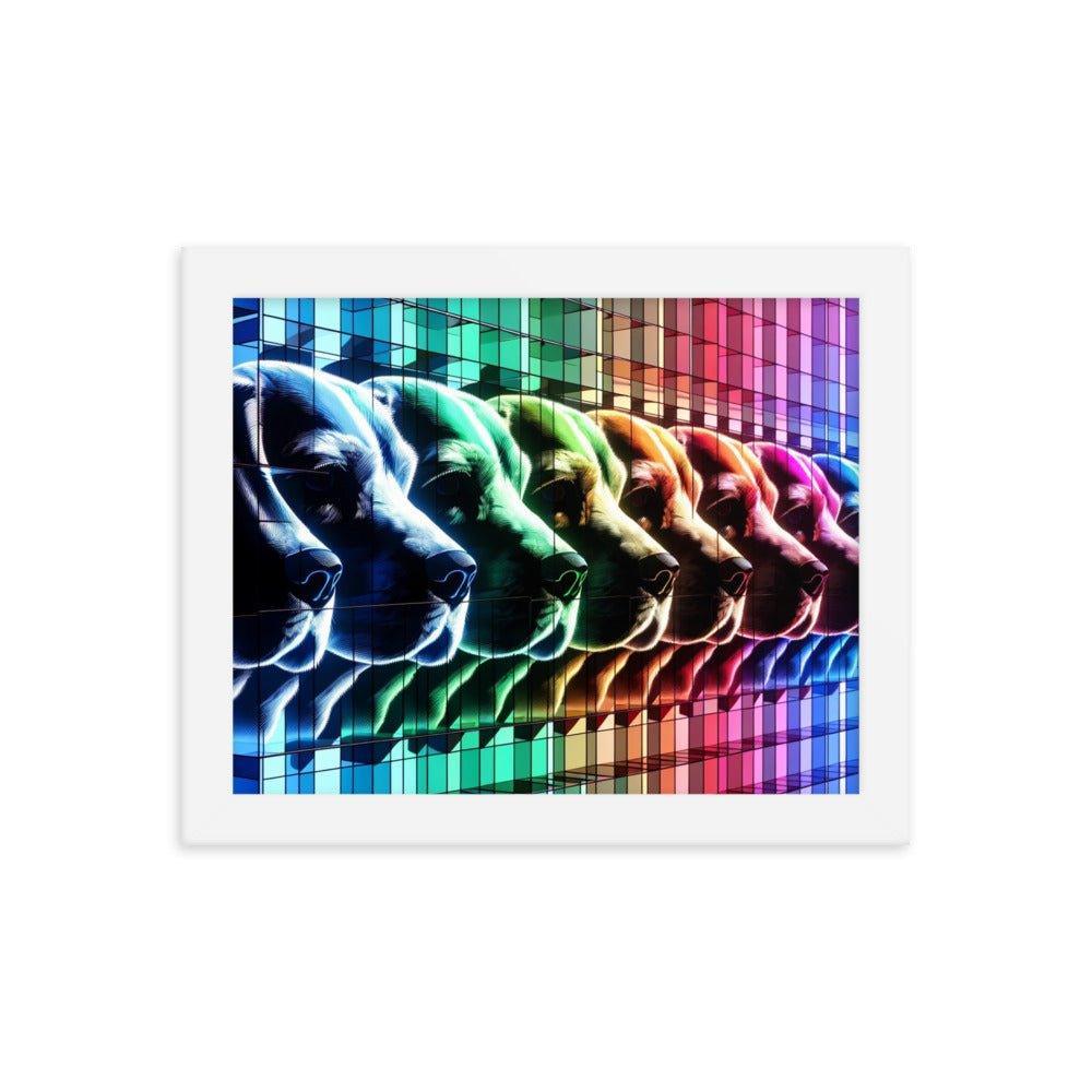 Abstract Beagle Shadows in RGB Glass Digital Artwork Framed Poster - Oh Posters