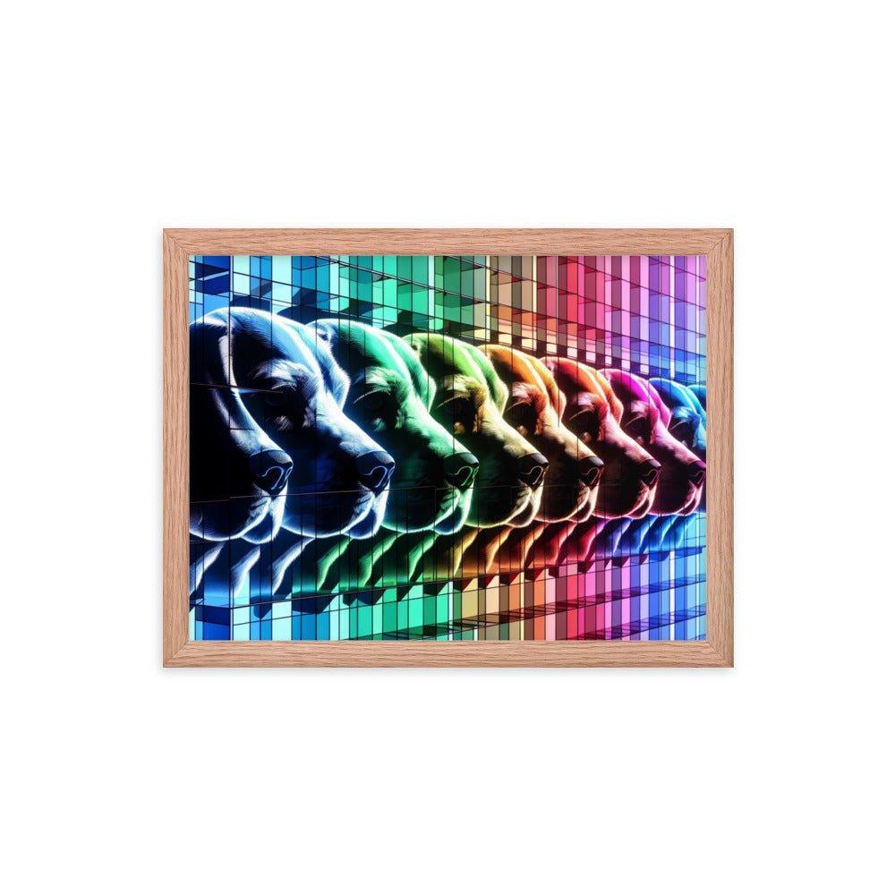 Abstract Beagle Shadows in RGB Glass Digital Artwork Framed Poster - Oh Posters