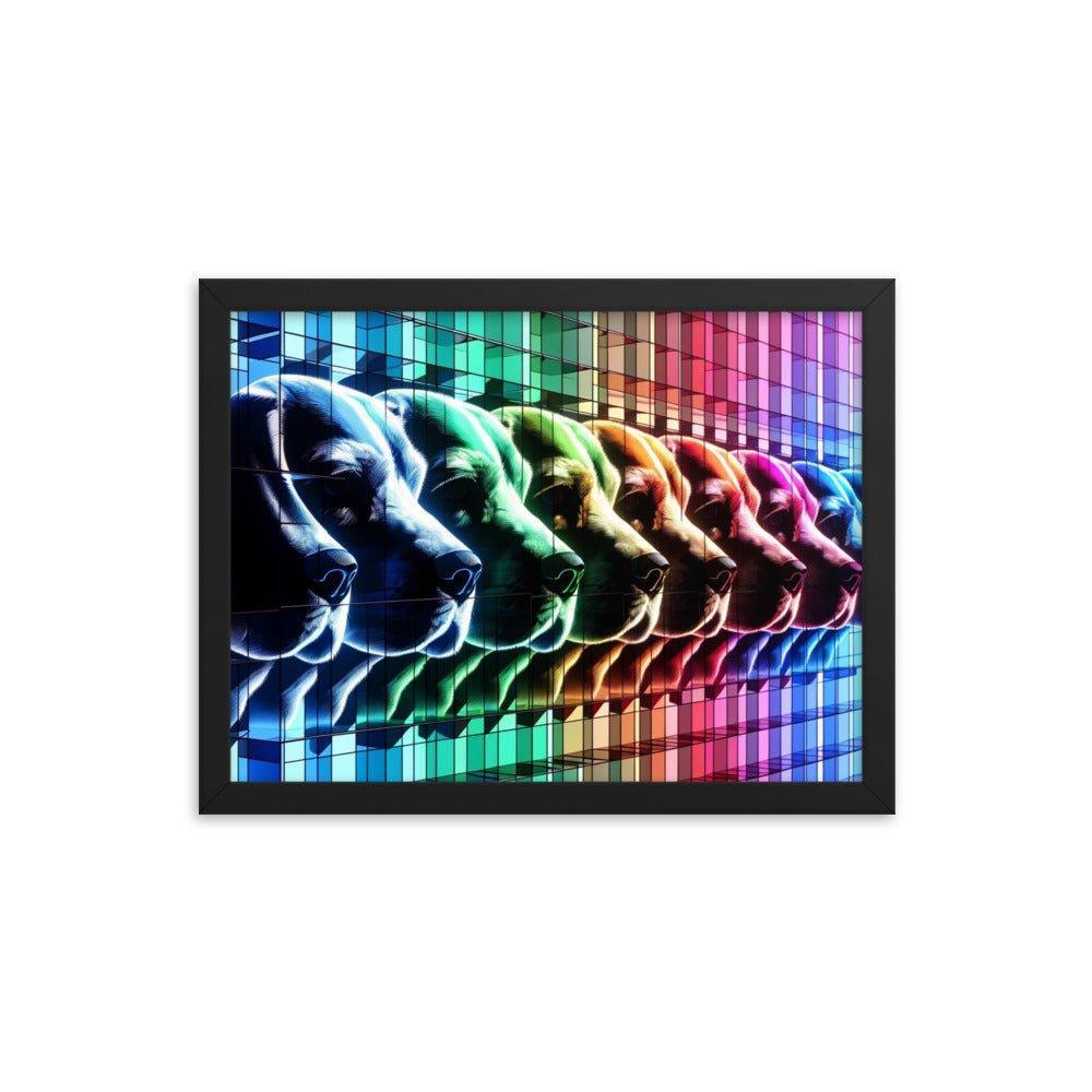 Abstract Beagle Shadows in RGB Glass Digital Artwork Framed Poster - Oh Posters