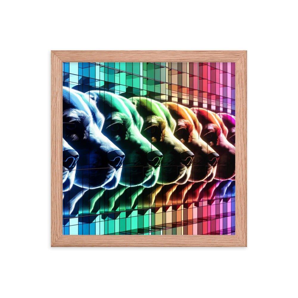 Abstract Beagle Shadows in RGB Glass Digital Artwork Framed Poster - Oh Posters