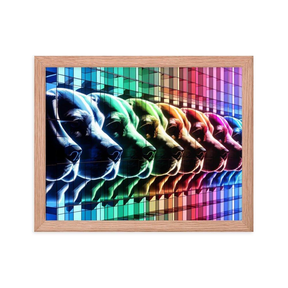 Abstract Beagle Shadows in RGB Glass Digital Artwork Framed Poster - Oh Posters