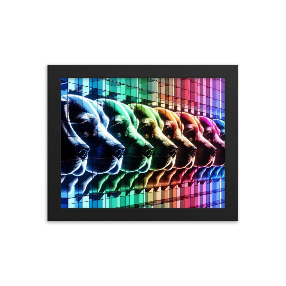 Abstract Beagle Shadows in RGB Glass Digital Artwork Framed Poster - Oh Posters