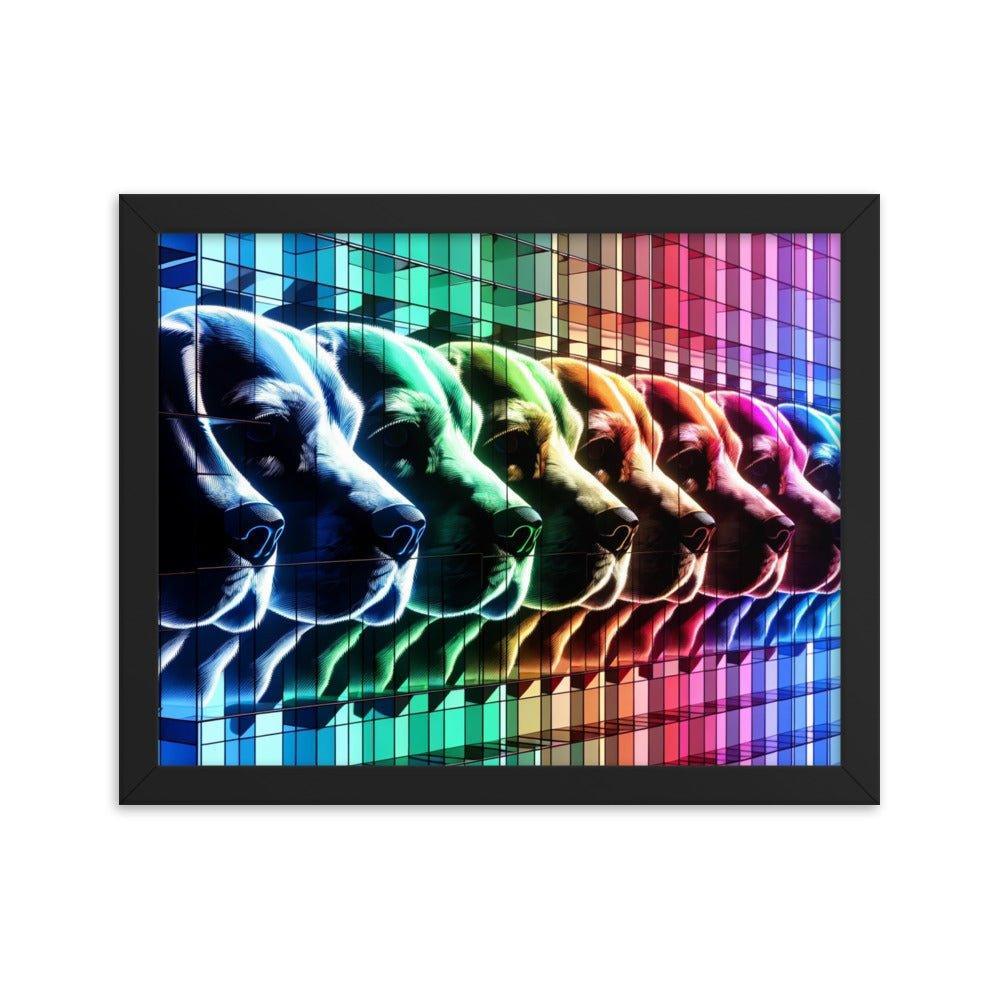 Abstract Beagle Shadows in RGB Glass Digital Artwork Framed Poster - Oh Posters