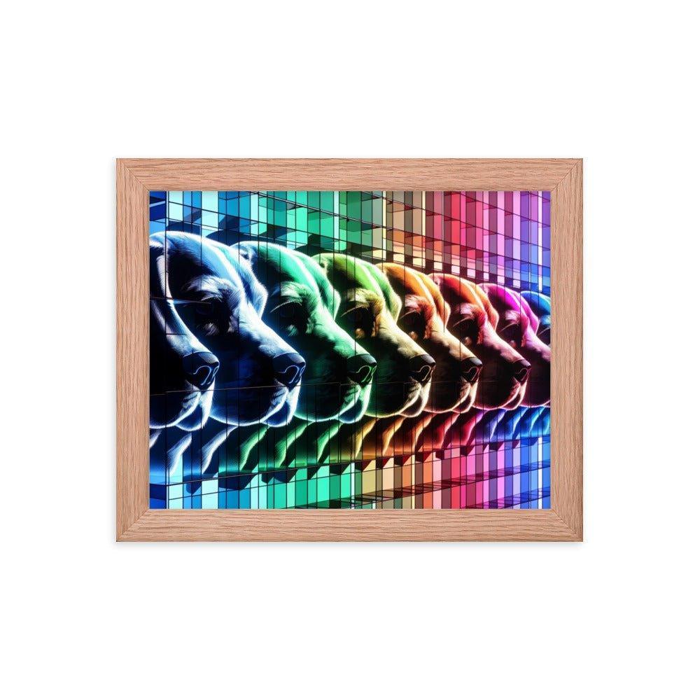 Abstract Beagle Shadows in RGB Glass Digital Artwork Framed Poster - Oh Posters