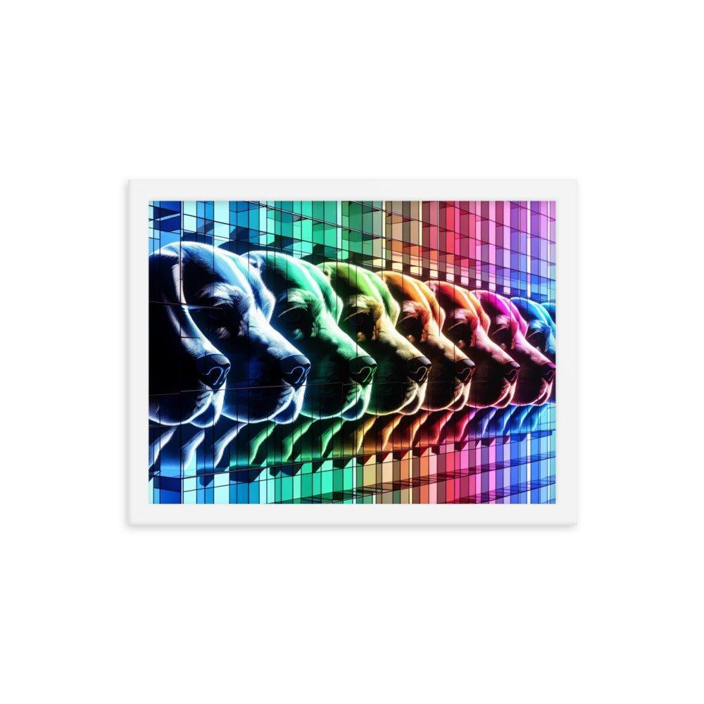 Abstract Beagle Shadows in RGB Glass Digital Artwork Framed Poster - Oh Posters