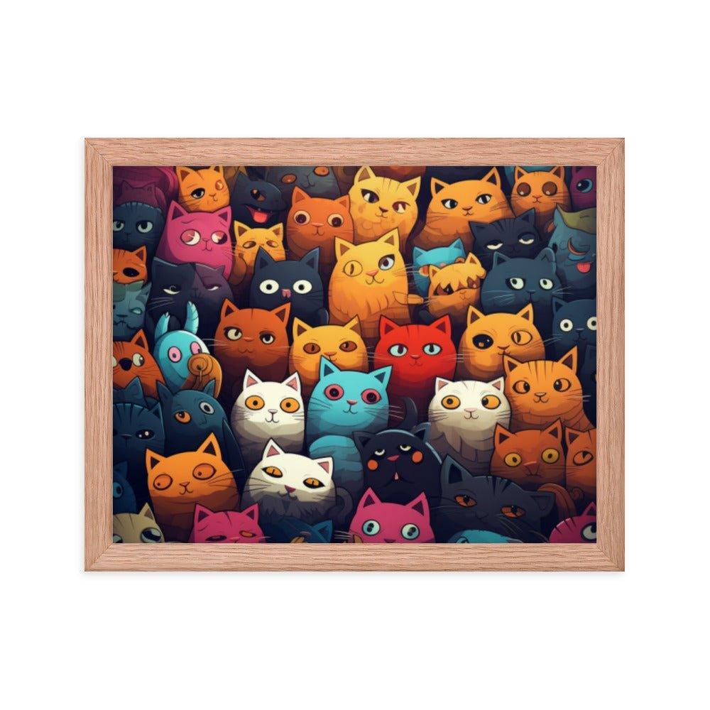 Abstract Cat Wallpaper-Style Framed Poster - Oh Posters