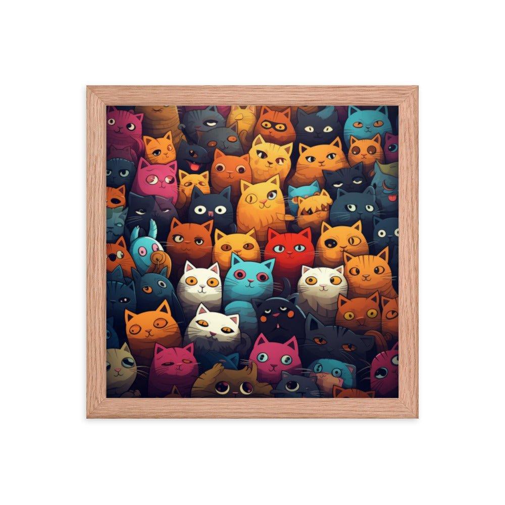 Abstract Cat Wallpaper-Style Framed Poster - Oh Posters