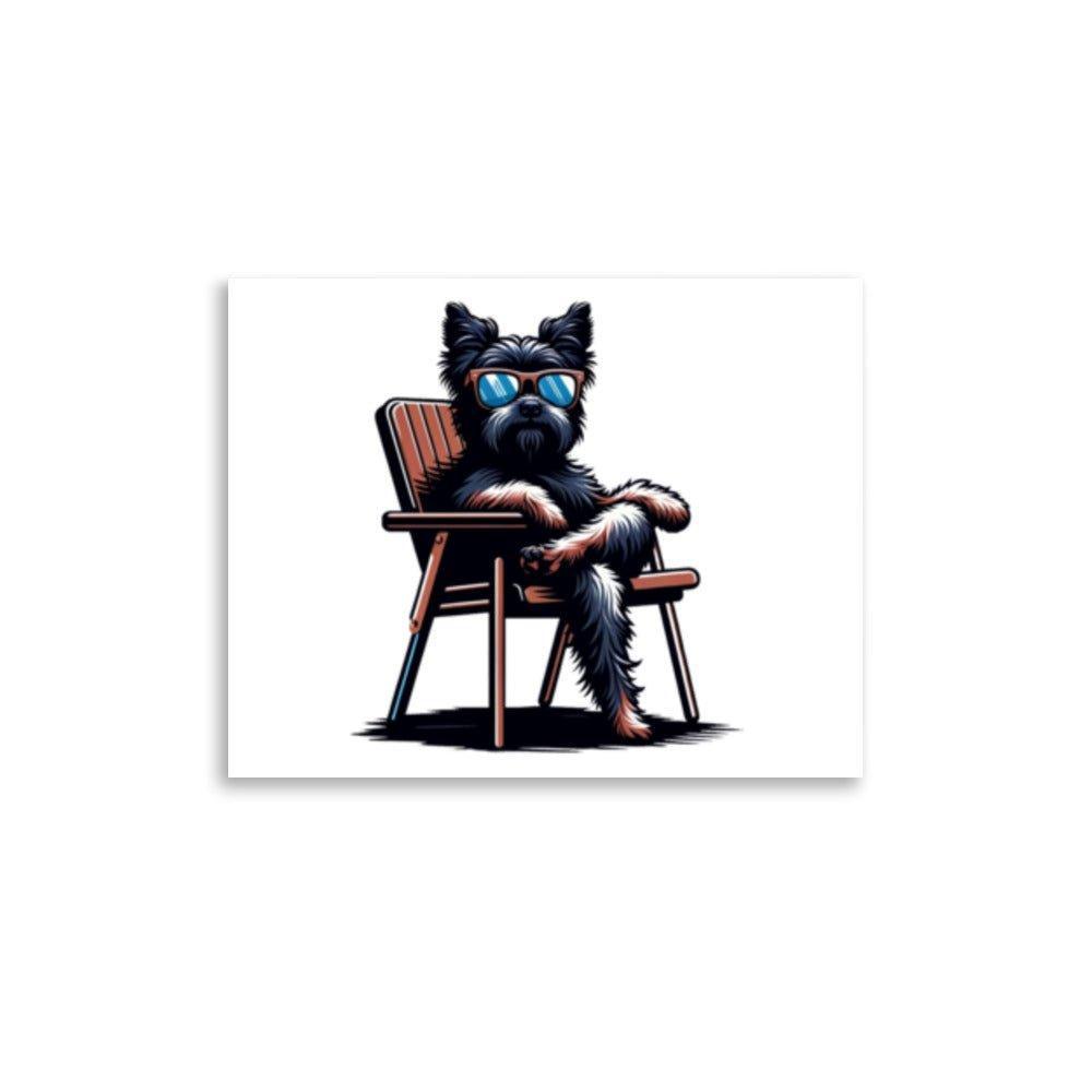 Affenpinscher Relaxing in Chair Vector Whimsical Art Poster - Oh Posters