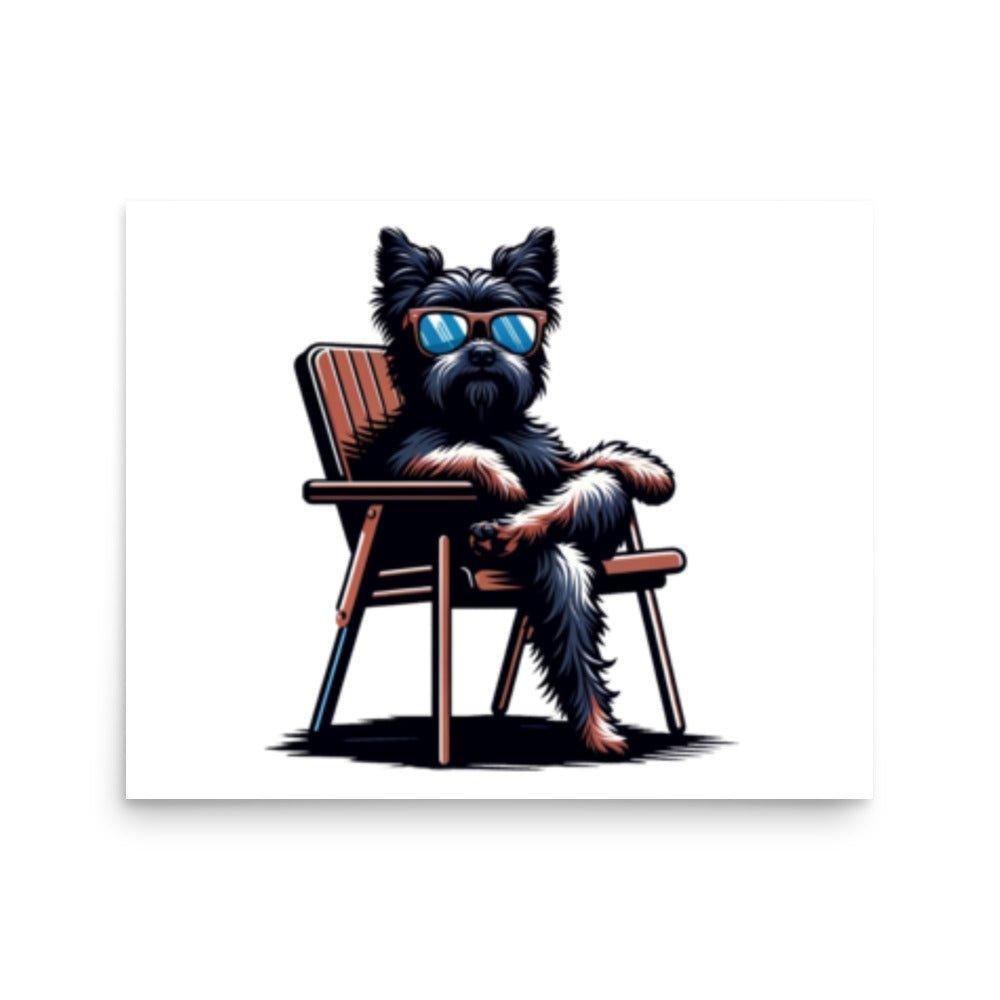 Affenpinscher Relaxing in Chair Vector Whimsical Art Poster - Oh Posters