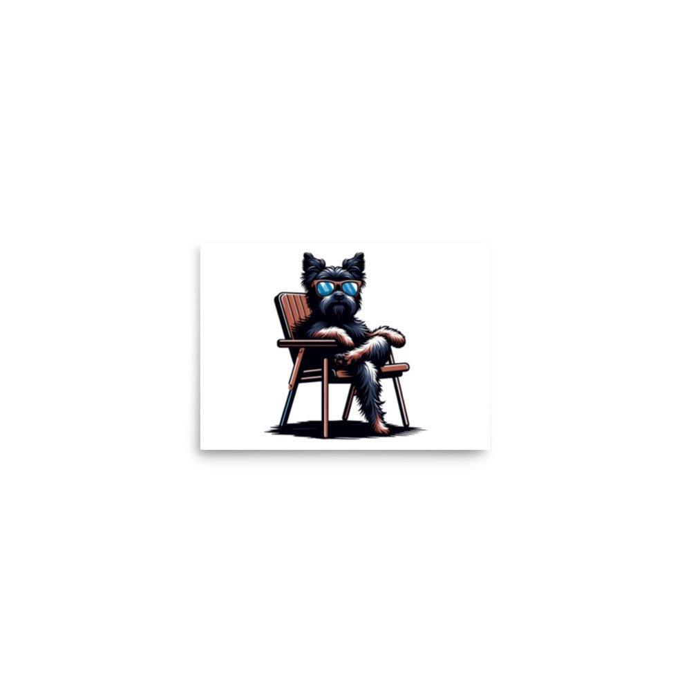 Affenpinscher Relaxing in Chair Vector Whimsical Art Poster - Oh Posters