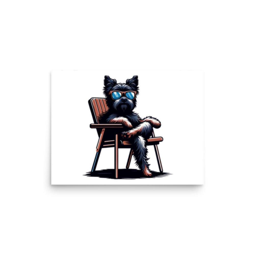 Affenpinscher Relaxing in Chair Vector Whimsical Art Poster - Oh Posters