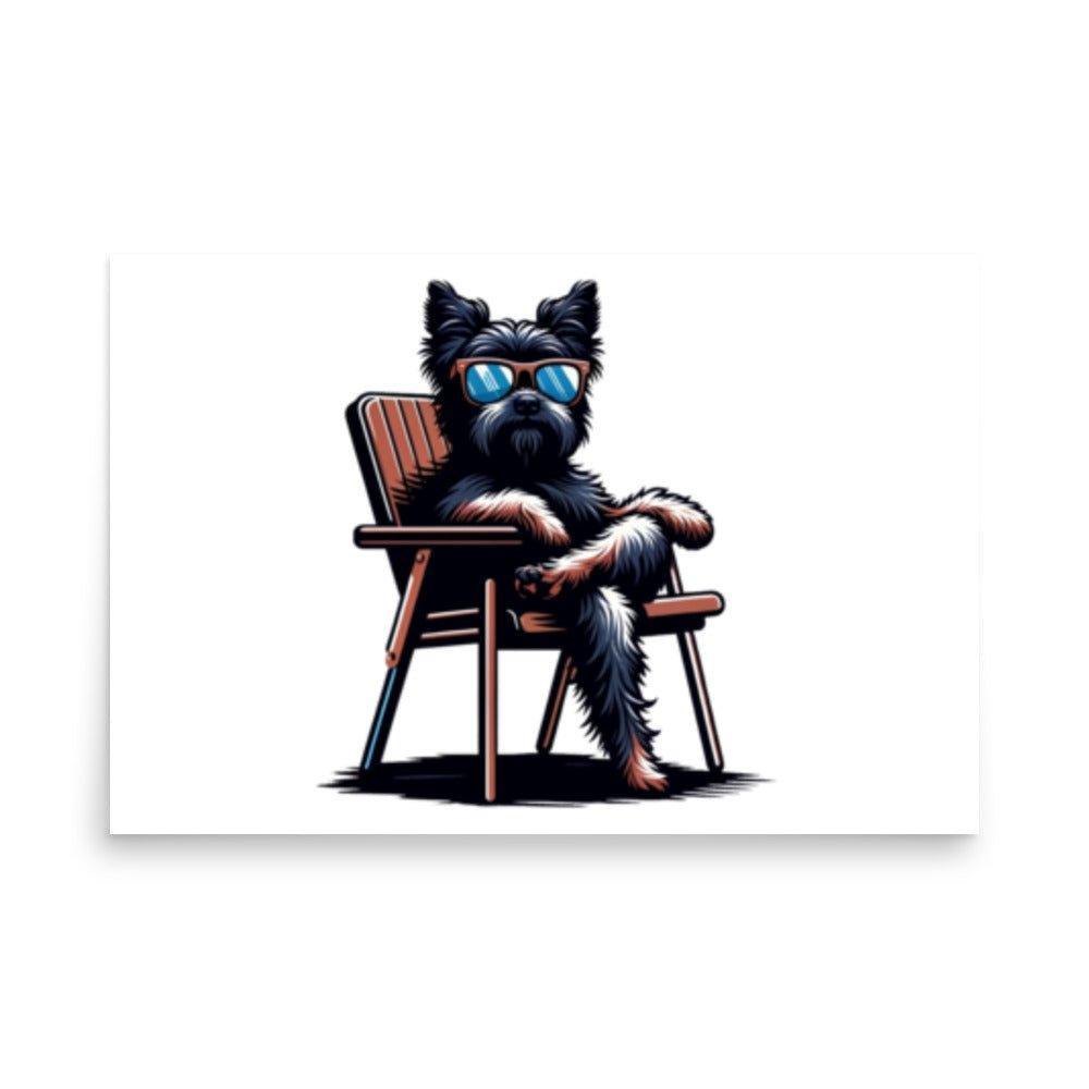 Affenpinscher Relaxing in Chair Vector Whimsical Art Poster - Oh Posters