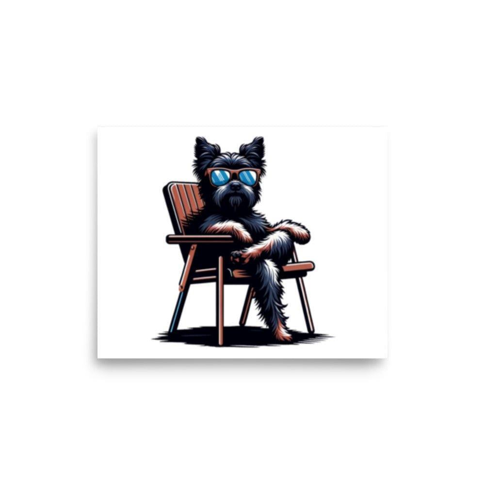 Affenpinscher Relaxing in Chair Vector Whimsical Art Poster - Oh Posters