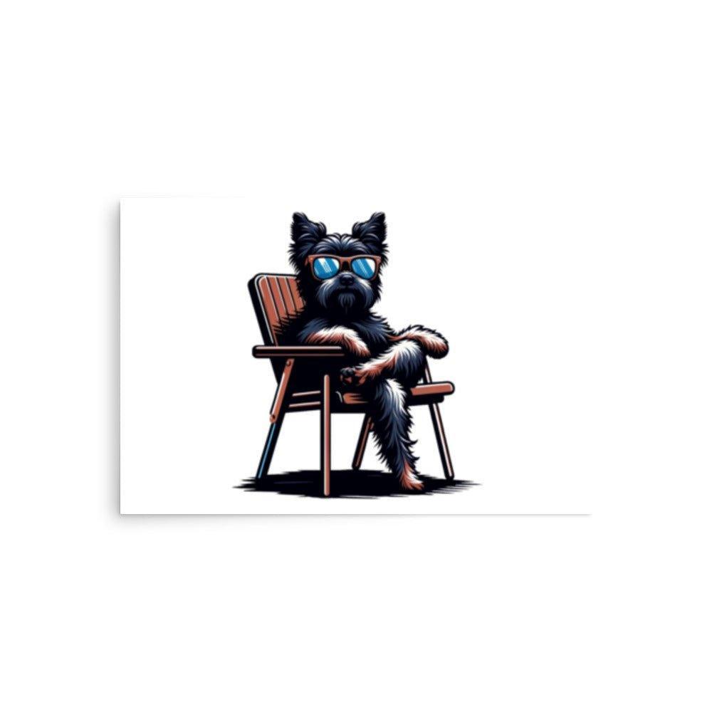 Affenpinscher Relaxing in Chair Vector Whimsical Art Poster - Oh Posters