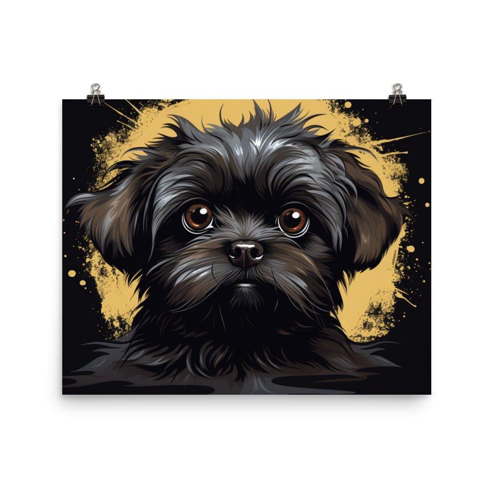 Affenpinscher Soulful Look with Golden Accents Art Poster - Oh Posters