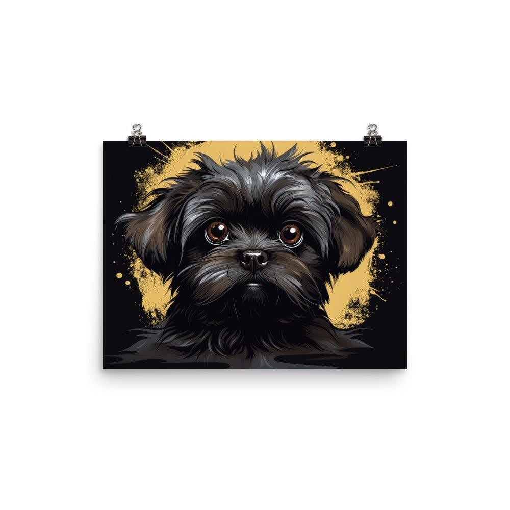 Affenpinscher Soulful Look with Golden Accents Art Poster - Oh Posters