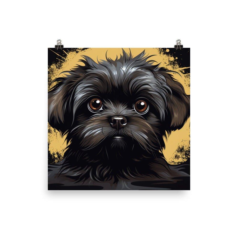 Affenpinscher Soulful Look with Golden Accents Art Poster - Oh Posters