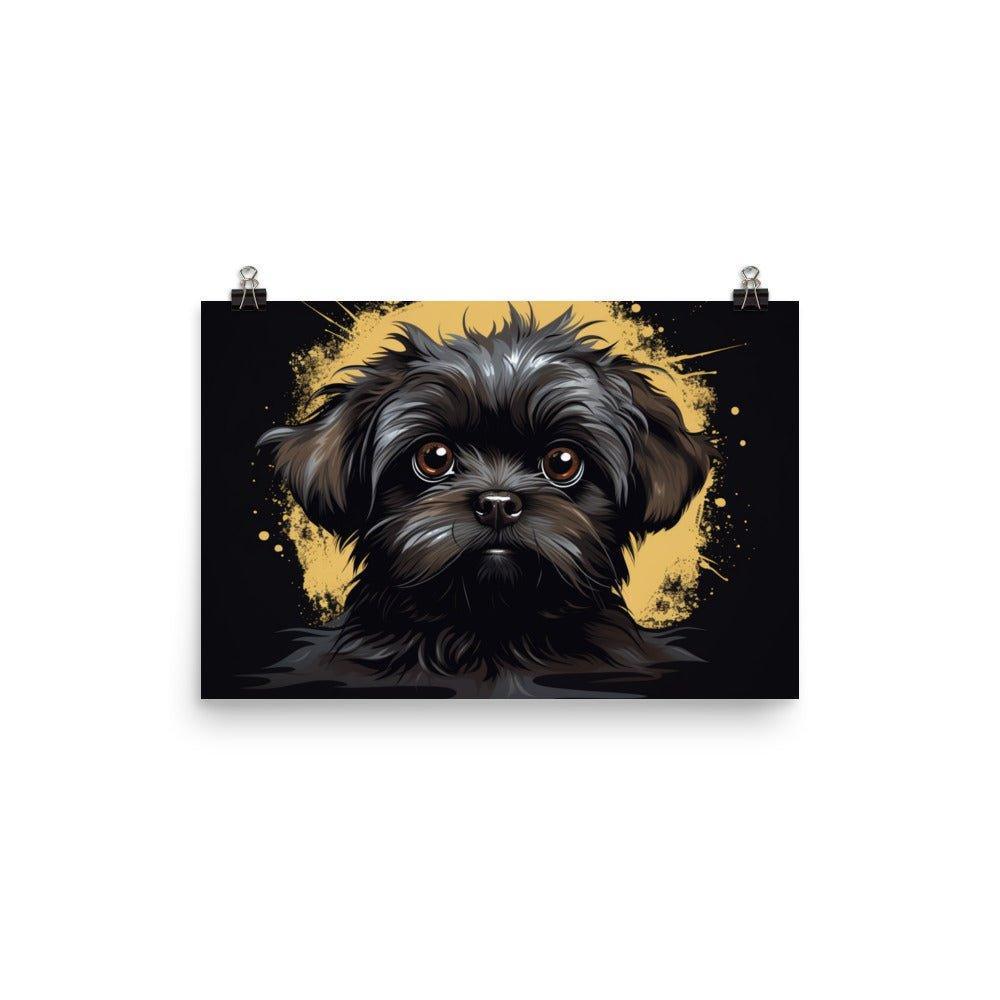 Affenpinscher Soulful Look with Golden Accents Art Poster - Oh Posters