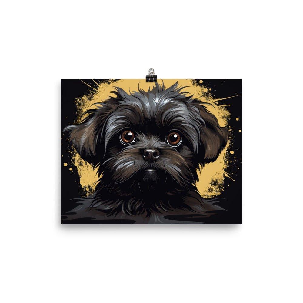 Affenpinscher Soulful Look with Golden Accents Art Poster - Oh Posters