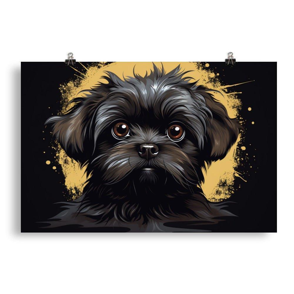 Affenpinscher Soulful Look with Golden Accents Art Poster - Oh Posters