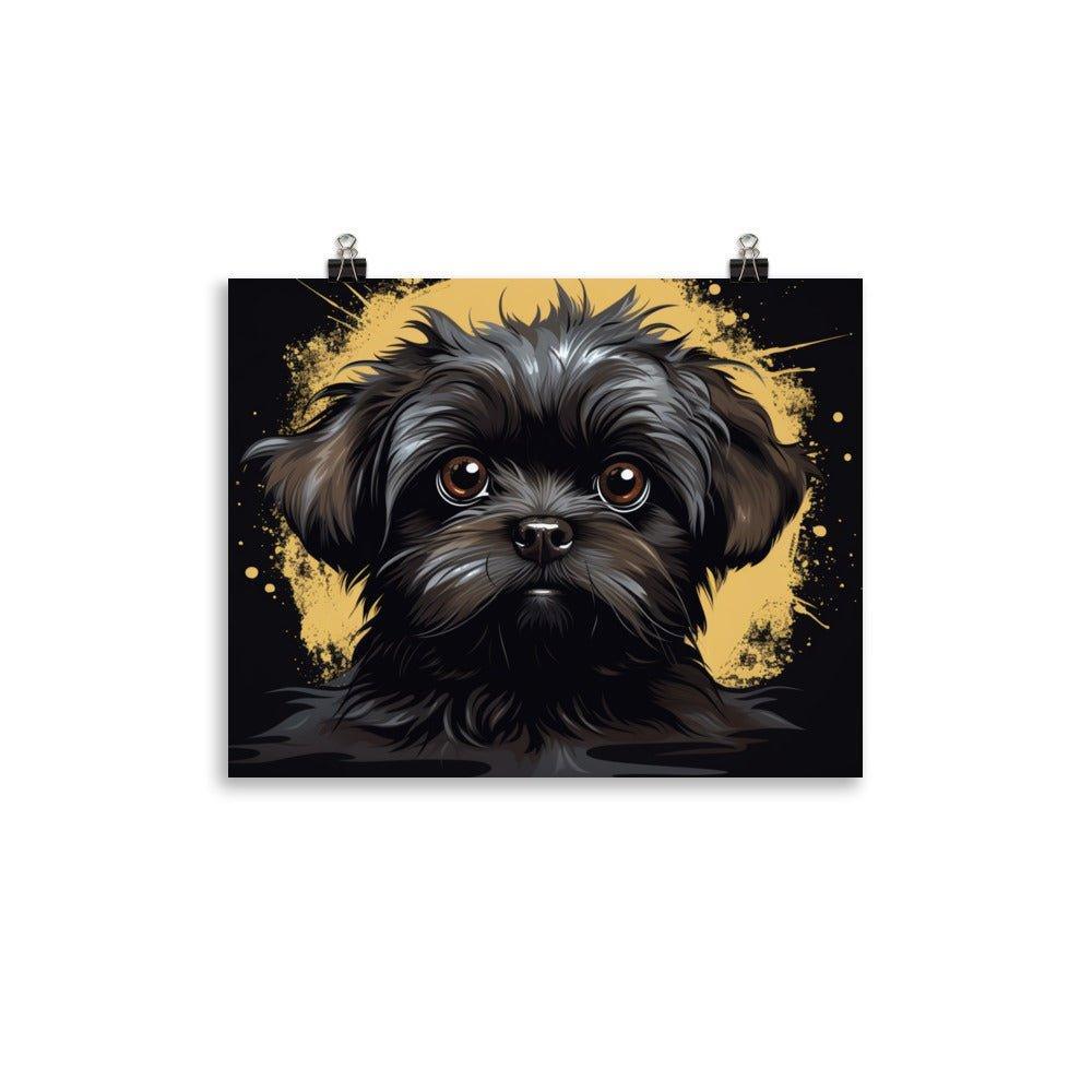 Affenpinscher Soulful Look with Golden Accents Art Poster - Oh Posters