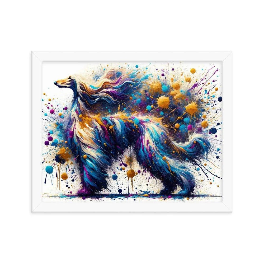 Afghan Hound Cosmic Colors Abstract Explosion Framed Poster - Oh Posters