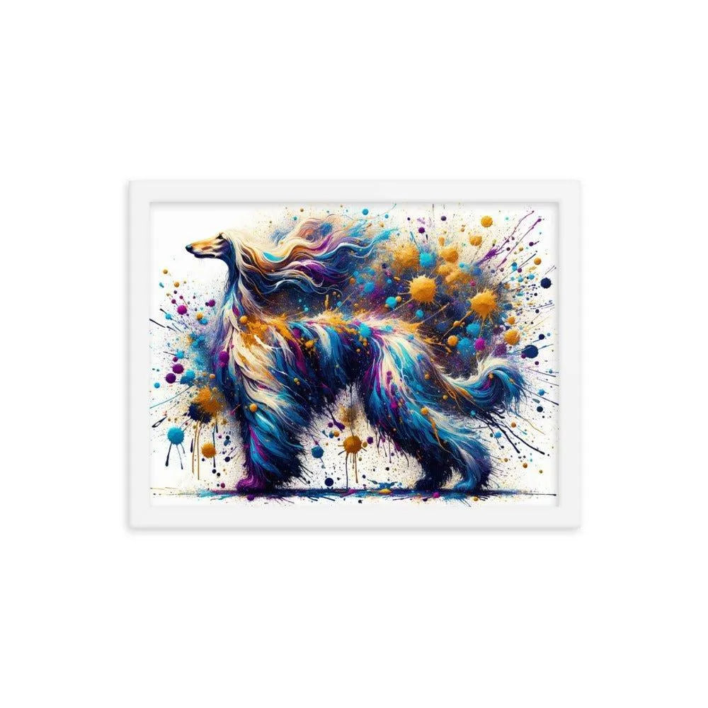 Afghan Hound Cosmic Colors Abstract Explosion Framed Poster - Oh Posters