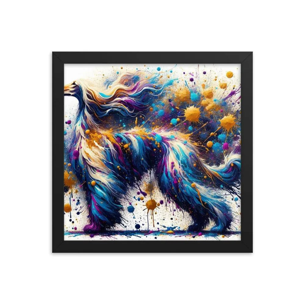 Afghan Hound Cosmic Colors Abstract Explosion Framed Poster - Oh Posters